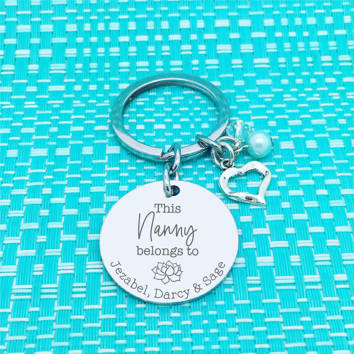This Nanna Belongs To Personalised Keyring, Flower Design (Change Nanna to another name of your choosing)
