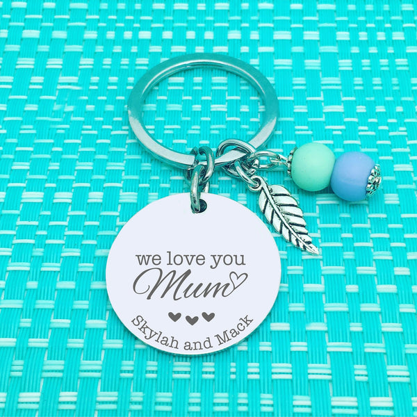 We Love You Mum Personalised Keyring (Change Mum to another name of your choosing)