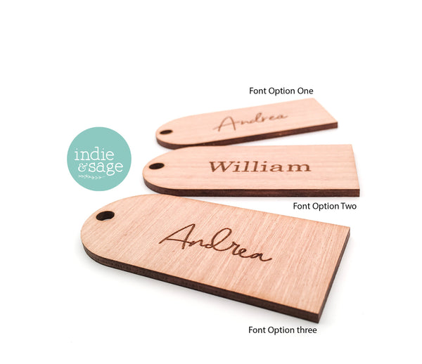 Personsalised Engraved Arch Shaped Wooden Name Place Settings for Wedding or Event