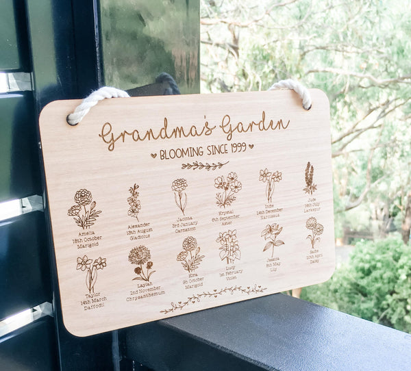 Personalised Grandma's Garden Engraved Sign, Mothers Day Gift for Grandparent from Grandchildren (Change who its for)