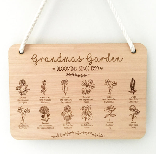 Personalised Grandma's Garden Engraved Sign, Mothers Day Gift for Grandparent from Grandchildren (Change who its for)