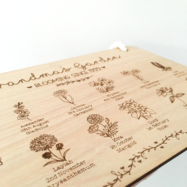 Personalised Grandma's Garden Engraved Sign, Mothers Day Gift for Grandparent from Grandchildren (Change who its for)