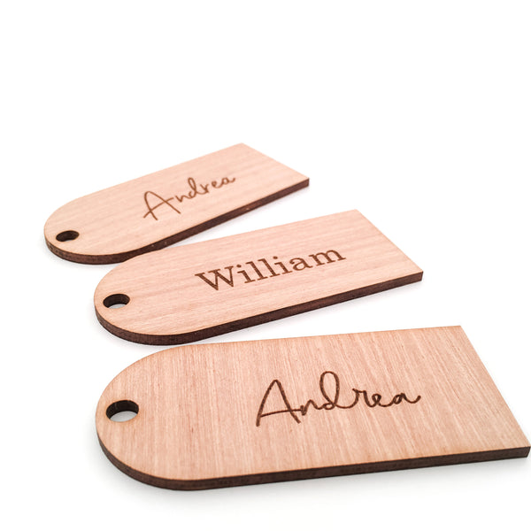 Personsalised Engraved Arch Shaped Wooden Name Place Settings for Wedding or Event