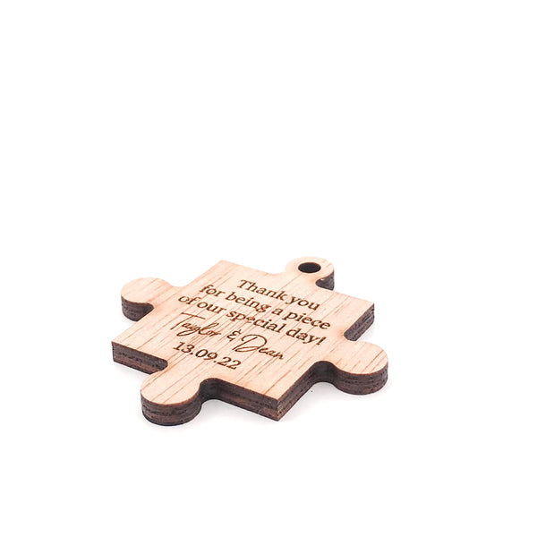Thank You For Being a Piece of Our Special Day, Personalised Wooden Wedding Thank You Gift (Puzzle Piece Wedding Favour)