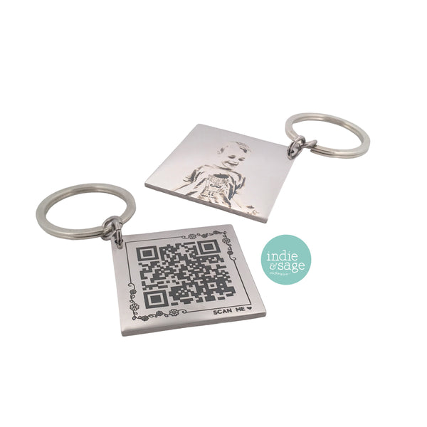 Unique Engraved Photo Keychain with Voice Message from Child when scanned! QR Code Keychain, Personalised Fathers Day Gifts from Children, Dad Gifts, New Dad Gifts