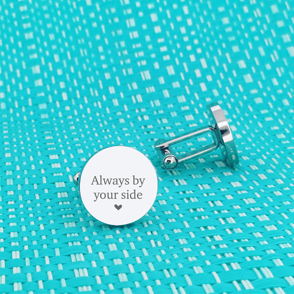 Engraved Personalised Stainless Steel Mens Photograph Memorial Wedding Cufflinks, Always By Your Side. Add Your Photograph and Handwriting (Made in Adelaide)