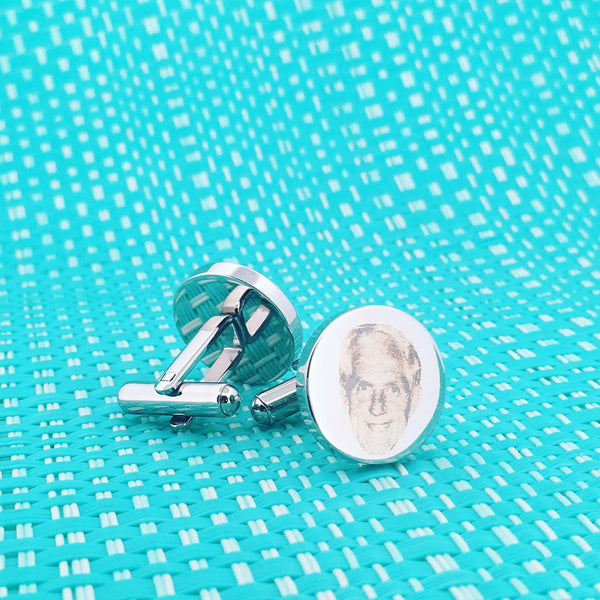 Engraved Personalised Stainless Steel Mens Photograph Memorial Wedding Cufflinks, Always By Your Side. Add Your Photograph and Handwriting (Made in Adelaide)