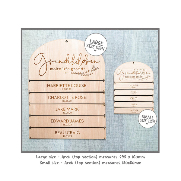Granchildren Make Life Grand Personalised Wooden Plaque, Gift from Grandchildren, Mothers Day, Mothers Day Gift, Grandma Gift, Nana Gift Mum