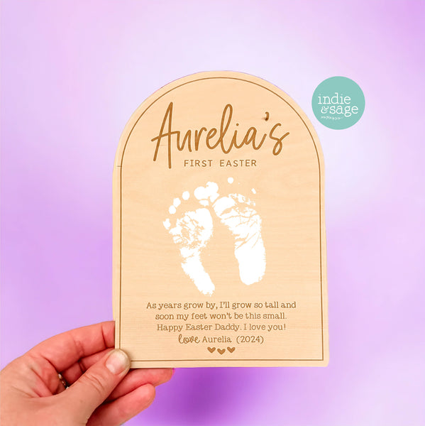 Easter Footprint Plaque (or Easter Handprint Plaque) - Baby's First Easter, First Easter Plaque