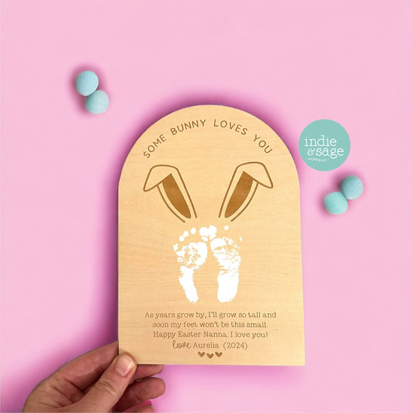 Easter Footprint Plaque - Baby's First Easter, Some Bunny Loves You Design