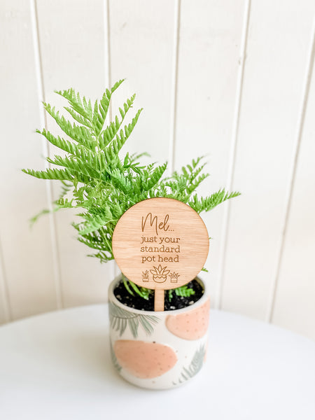 Just Your Standard Pot Head, Personalised Planter Sign, Succulent Design (Personalised Plant Lover Gift)
