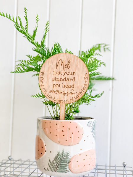 Just Your Standard Pot Head, Personalised Planter Sign (Personalised Plant Lover Gift)