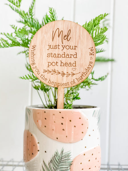 Just Your Standard Pot Head, Personalised Planter Sign (Personalised Plant Lover Gift)