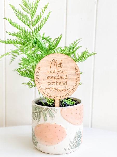 Just Your Standard Pot Head, Personalised Planter Sign (Personalised Plant Lover Gift)