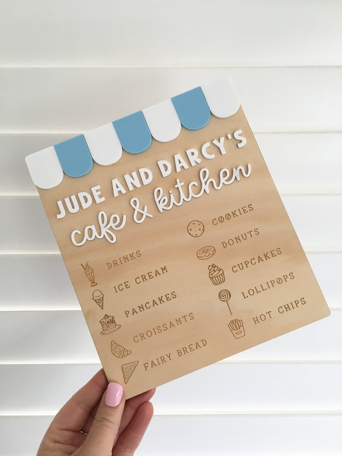 Personalised Kids Cafe Menu with Stand