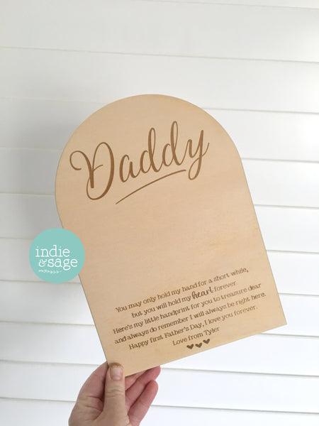 Personalised Handprint Plaque for Fathers Day, Personalise it with your message at the bottom! (Fathers Day Gift Idea)