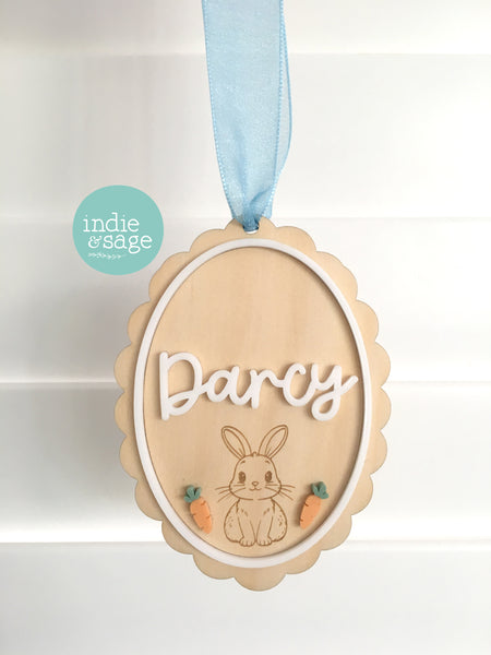 Personalised Easter Basket Name Tag – Bunny & Carrot Easter Basket Tag