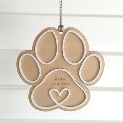 Personalised Paw Print Pet Memorial Ornament
