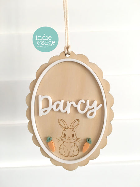 Personalised Easter Basket Name Tag – Bunny & Carrot Easter Basket Tag