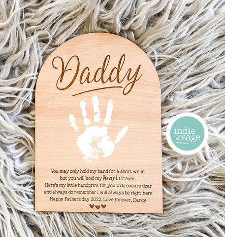 Personalised Handprint Plaque for Fathers Day, Personalise it with your message at the bottom! (Fathers Day Gift Idea)