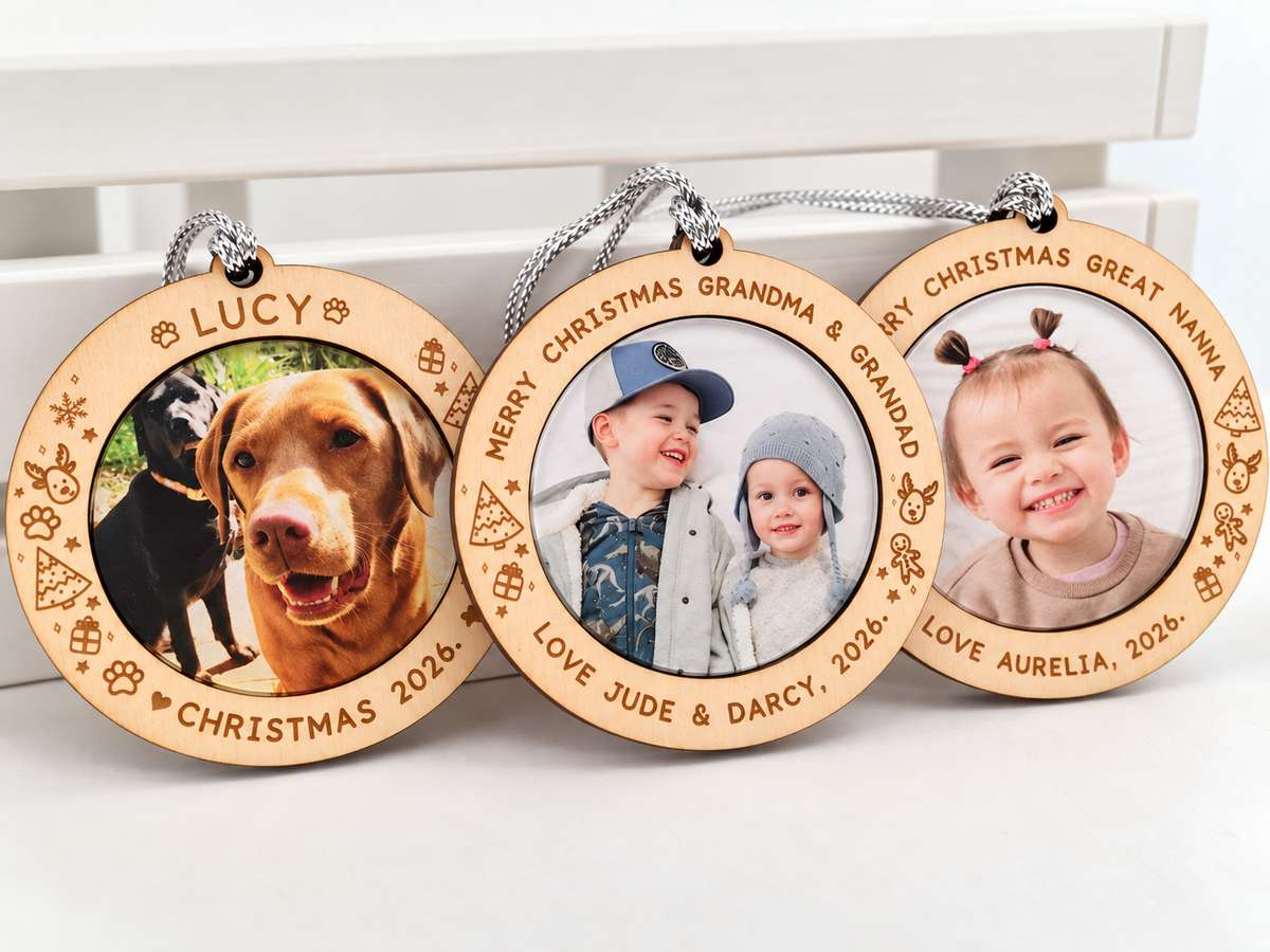 Personalised Christmas Photo Ornament | Custom Family & Pet Keepsake
