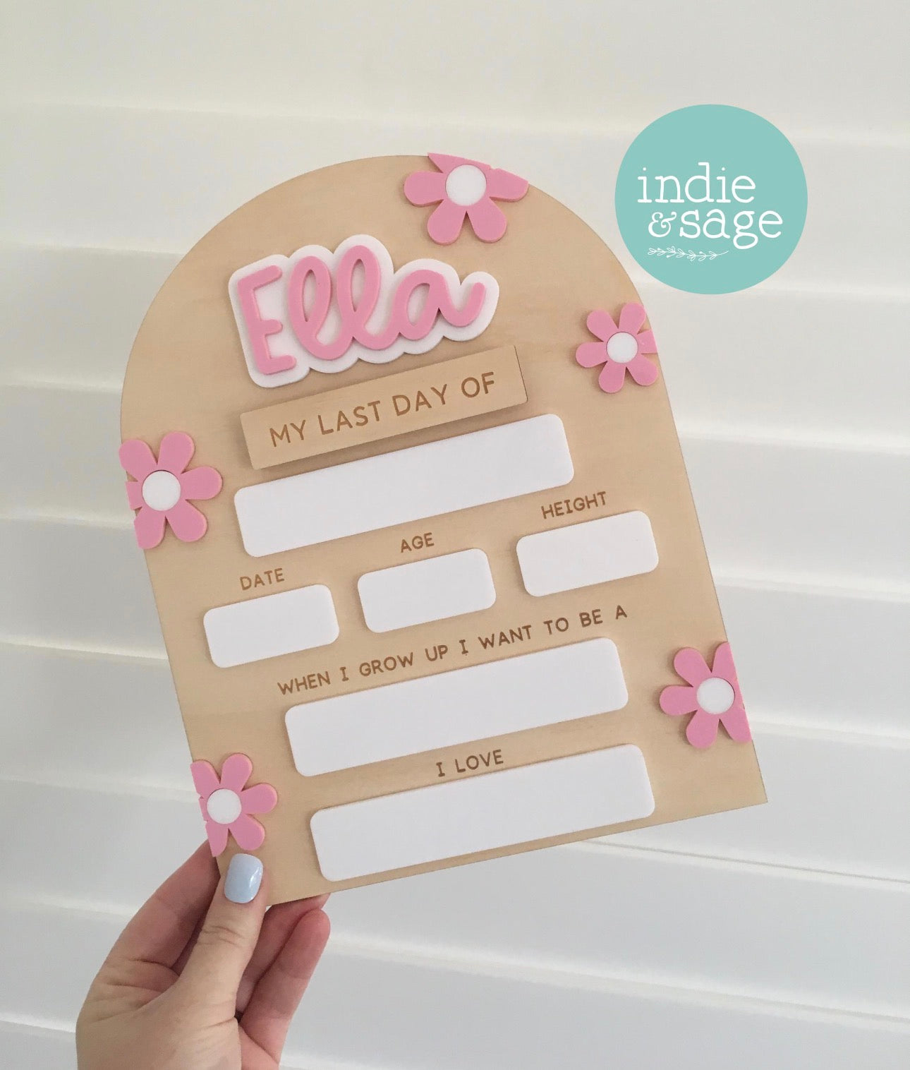 Personalised First & Last Day School Sign – Pink Daisy