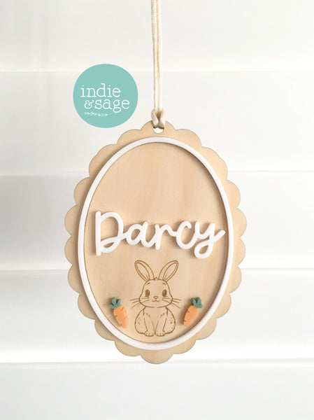 Personalised Easter Basket Name Tag – Bunny & Carrot Easter Basket Tag