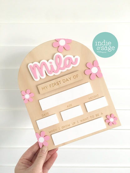 Personalised Back To School Board (Beautiful Floral Pink Design)