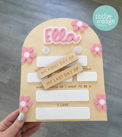Personalised First & Last Day School Sign – Pink Daisy