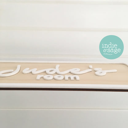 Personalised Timber & Acrylic Name Sign | Custom Bedroom Door Sign