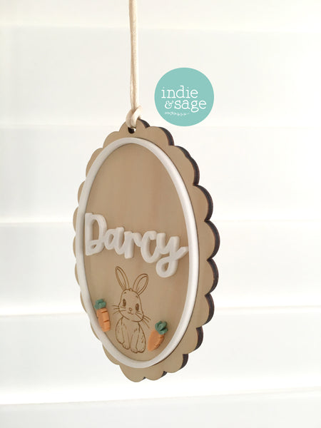 Personalised Easter Basket Name Tag – Bunny & Carrot Easter Basket Tag