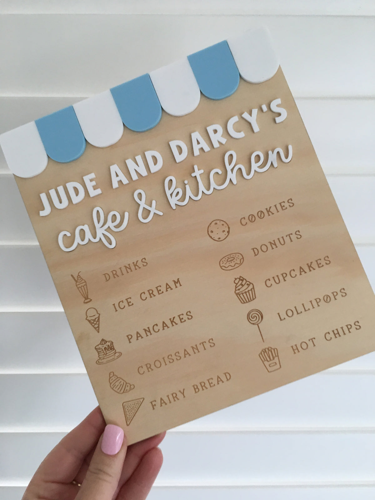 Personalised Kids Cafe Menu with Stand