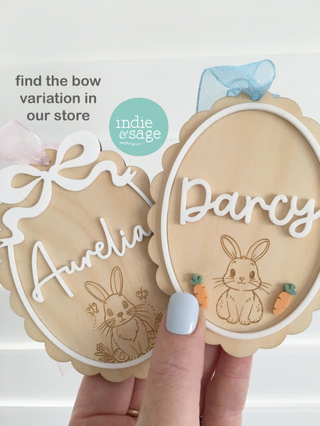 Personalised Easter Basket Name Tag – Bunny & Carrot Easter Basket Tag