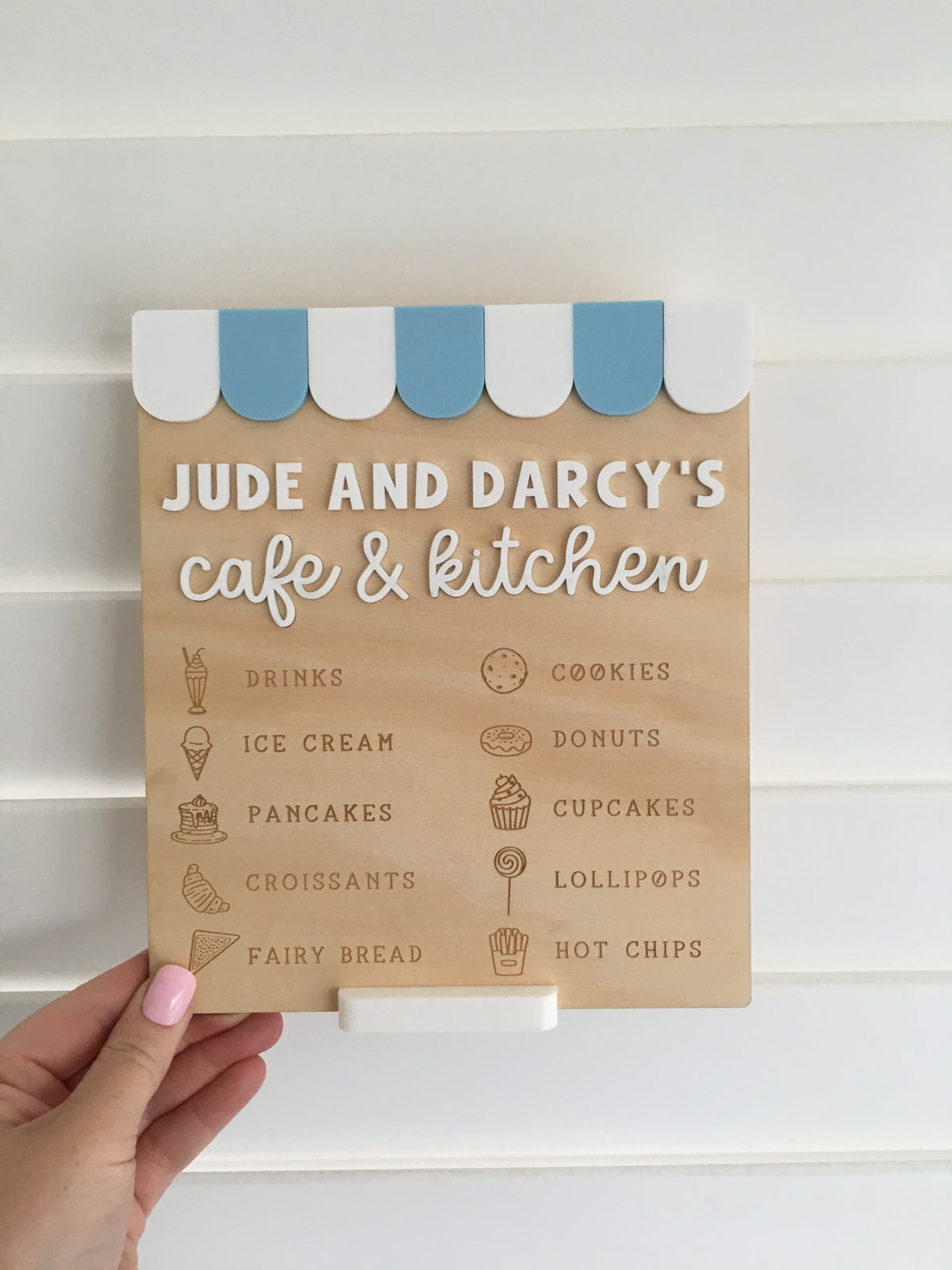 Personalised Kids Cafe Menu with Stand
