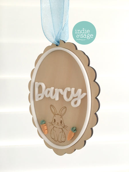 Personalised Easter Basket Name Tag – Bunny & Carrot Easter Basket Tag