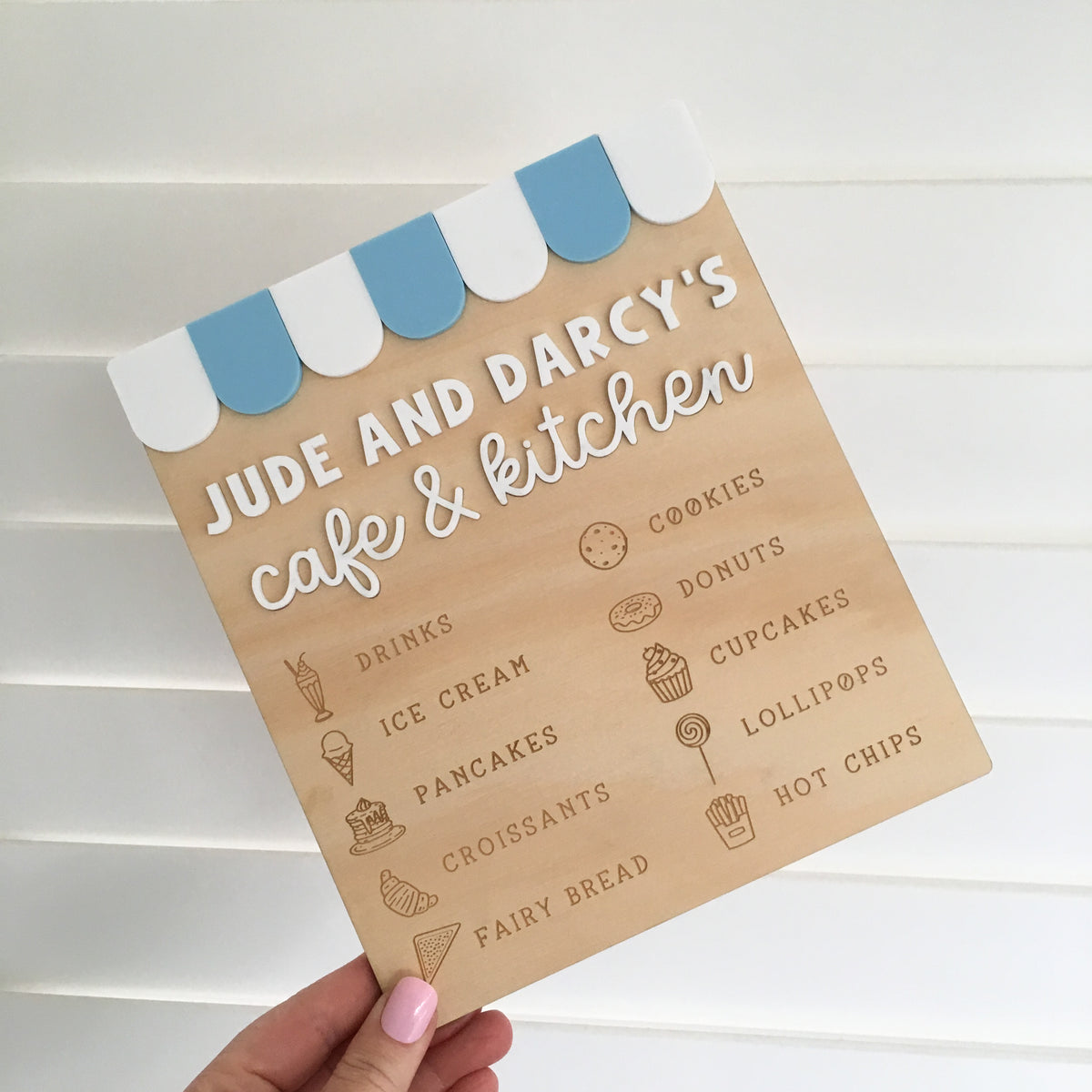 Personalised Kids Cafe Menu with Stand