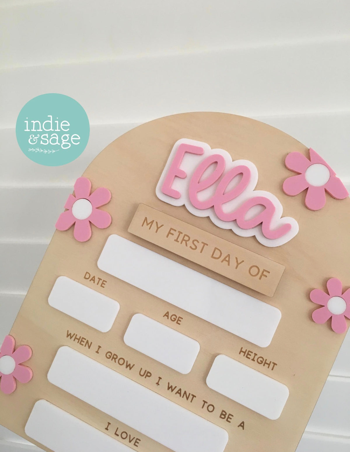 Personalised First & Last Day School Sign – Pink Daisy