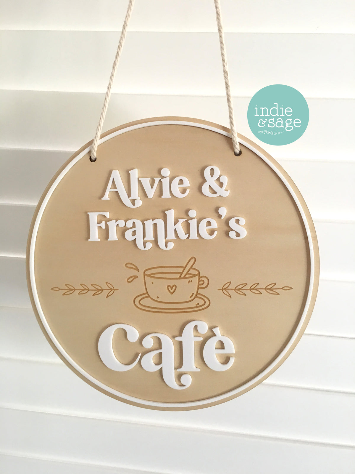 Personalised Kids Cafe Sign - Playroom Decor, Kids Play Kitchen Sign