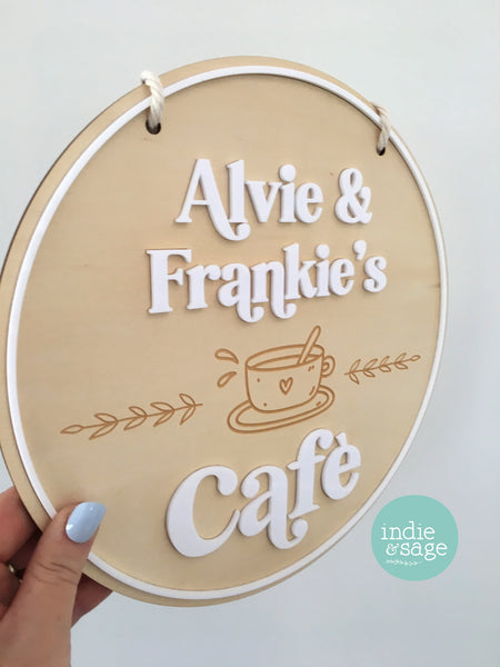 Personalised Kids Cafe Sign - Playroom Decor, Kids Play Kitchen Sign