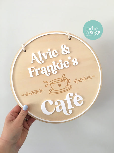 Personalised Kids Cafe Sign - Playroom Decor, Kids Play Kitchen Sign