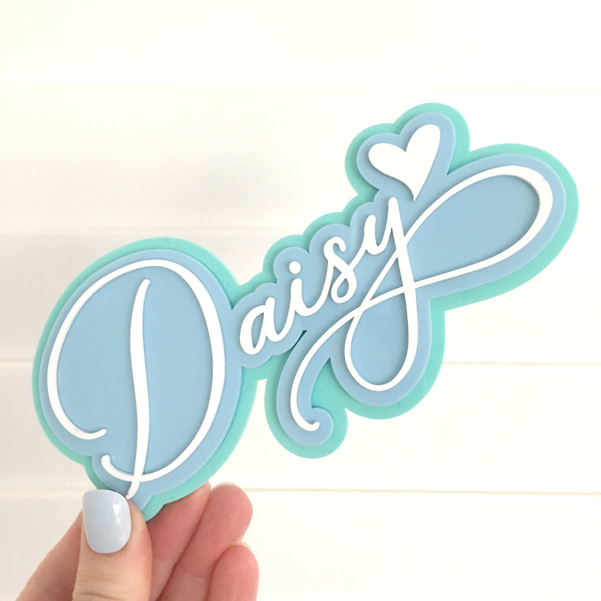 Triple layered acrylic name sign with heart, choose your colours.