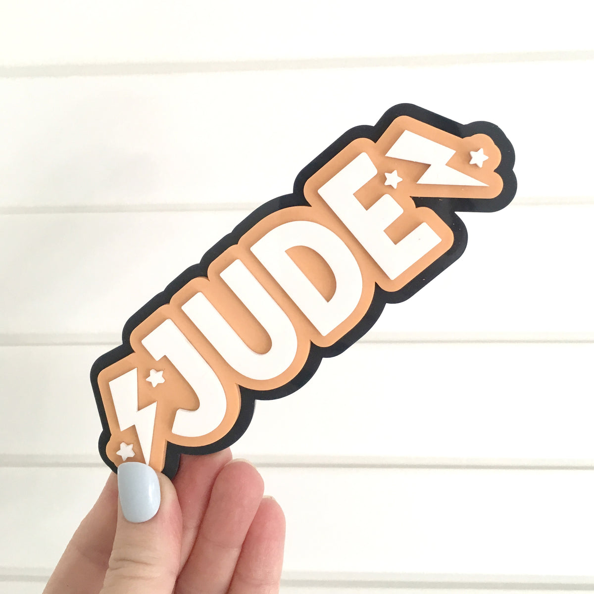 Personalised Acrylic Name Sign | 3D Triple Layer Kids Name Plaque | Lightning Bolt Wall Decor | 15cm 20cm 30cm 40cm