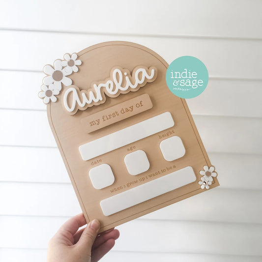Personalised Back To School Board - Aurelia White & Rose Gold Flower Design