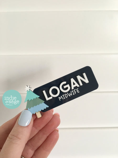 Christmas Name Badge - Personalised Name Badge with Christmas Tree