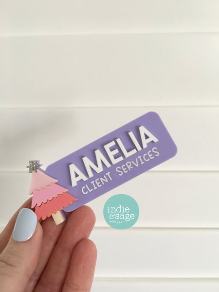 Christmas Name Badge - Personalised Name Badge with Christmas Tree