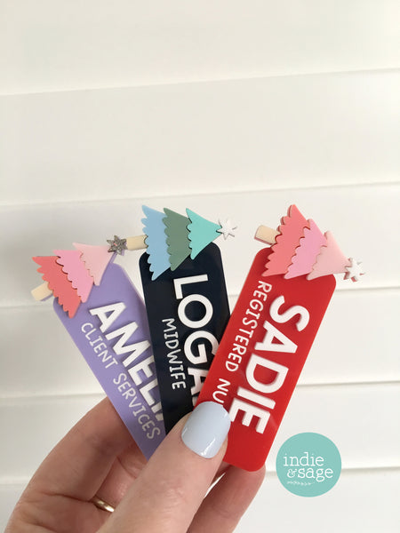 Christmas Name Badge - Personalised Name Badge with Christmas Tree
