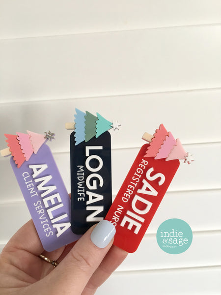 Christmas Name Badge - Personalised Name Badge with Christmas Tree
