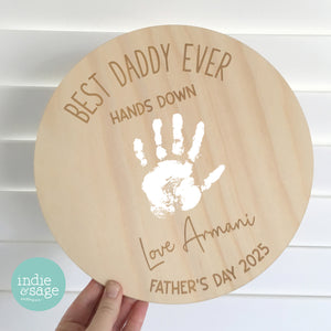 Handprint Plaque, Add Your Message! Personalised Fathers Day Gift from Children, Best Dad Hands Down, First Fathers Day, Grandad Gift Dad