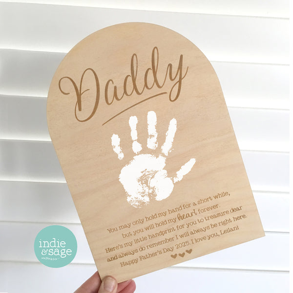 Personalised Handprint Plaque for Fathers Day, Personalise it with your message at the bottom! (Fathers Day Gift Idea)