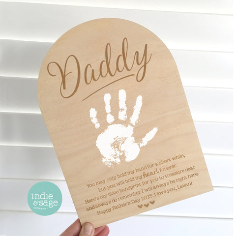 Personalised Handprint Plaque for Fathers Day, Personalise it with your message at the bottom! (Fathers Day Gift Idea)